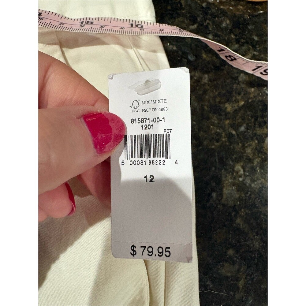 Gap Pants Womens Size 12 Ivory Pleated Wide-Leg High Rise - Picture 13 of 13